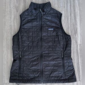 Patagonia Nano Puff Vest Womens Large Black Puffer Coat Jacket Vest Great Cond